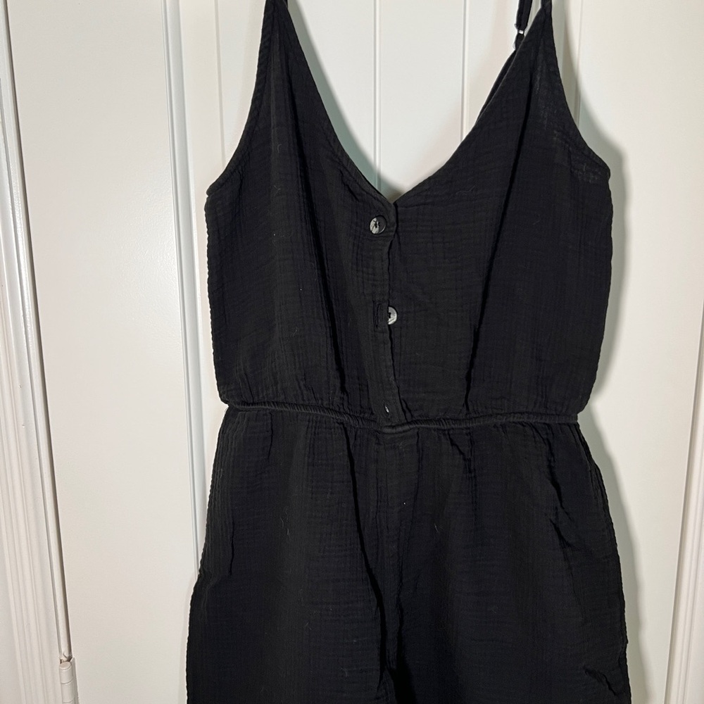 Zara Black One Piece Jumpsuit with Spaghetti Straps